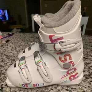 ROSSIGNOL fun girl ski boots pink downhill 3 buckle junior 22.5 kids 3.5